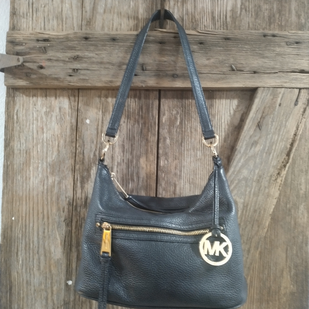 Michael Kors black leather shoulder bag